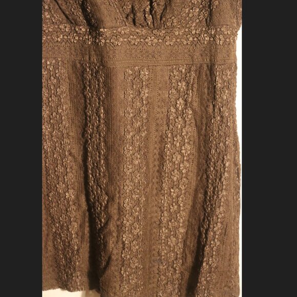 Lane Bryant, brown sleeveless tunic top with waist band, textured fabric 14/16 - Picture 7 of 8